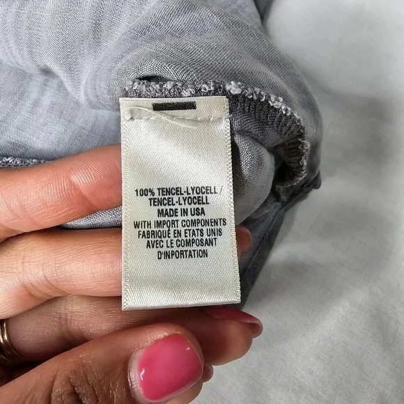 Cloth & Stone Anthro Size S Shirt Gray Chambray Tencell Split Back Roll Tab - Picture 7 of 7